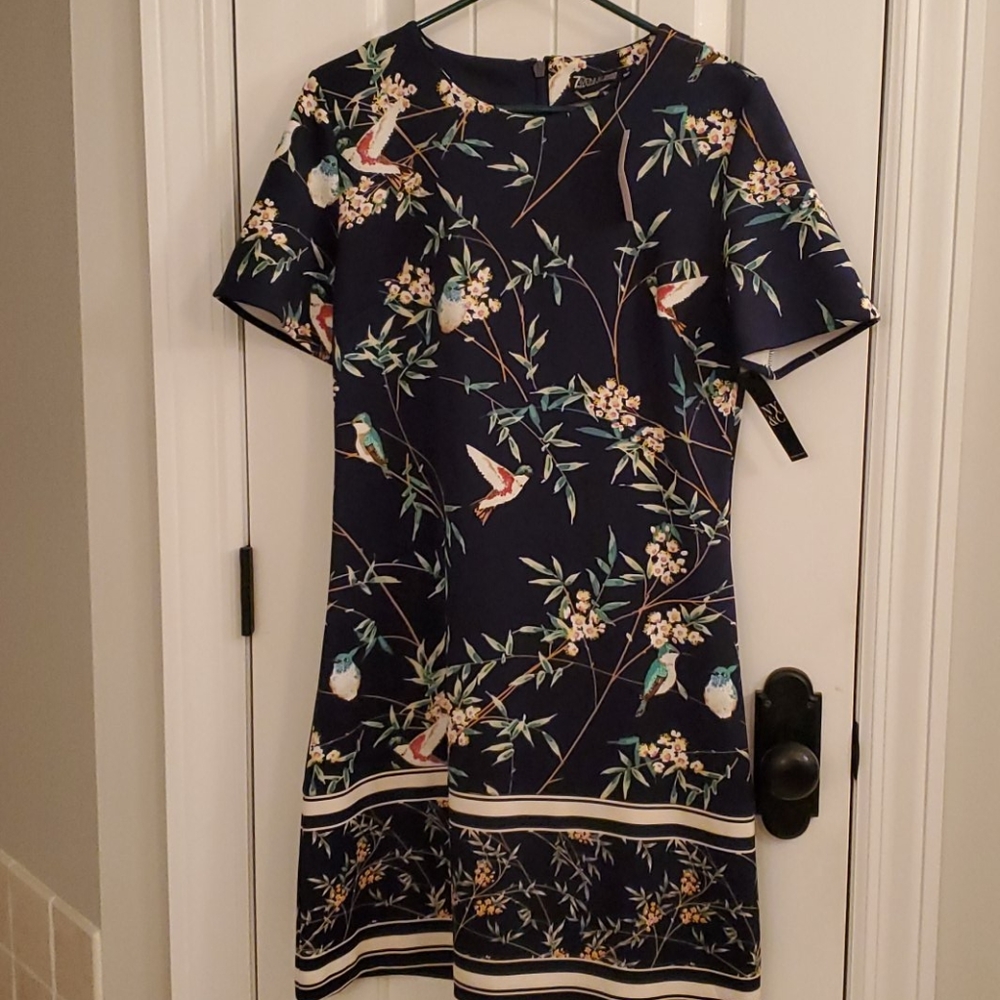 Short sleeved, navy, zip up dress